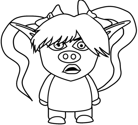 Cartoon Girl Troll Coloring Page